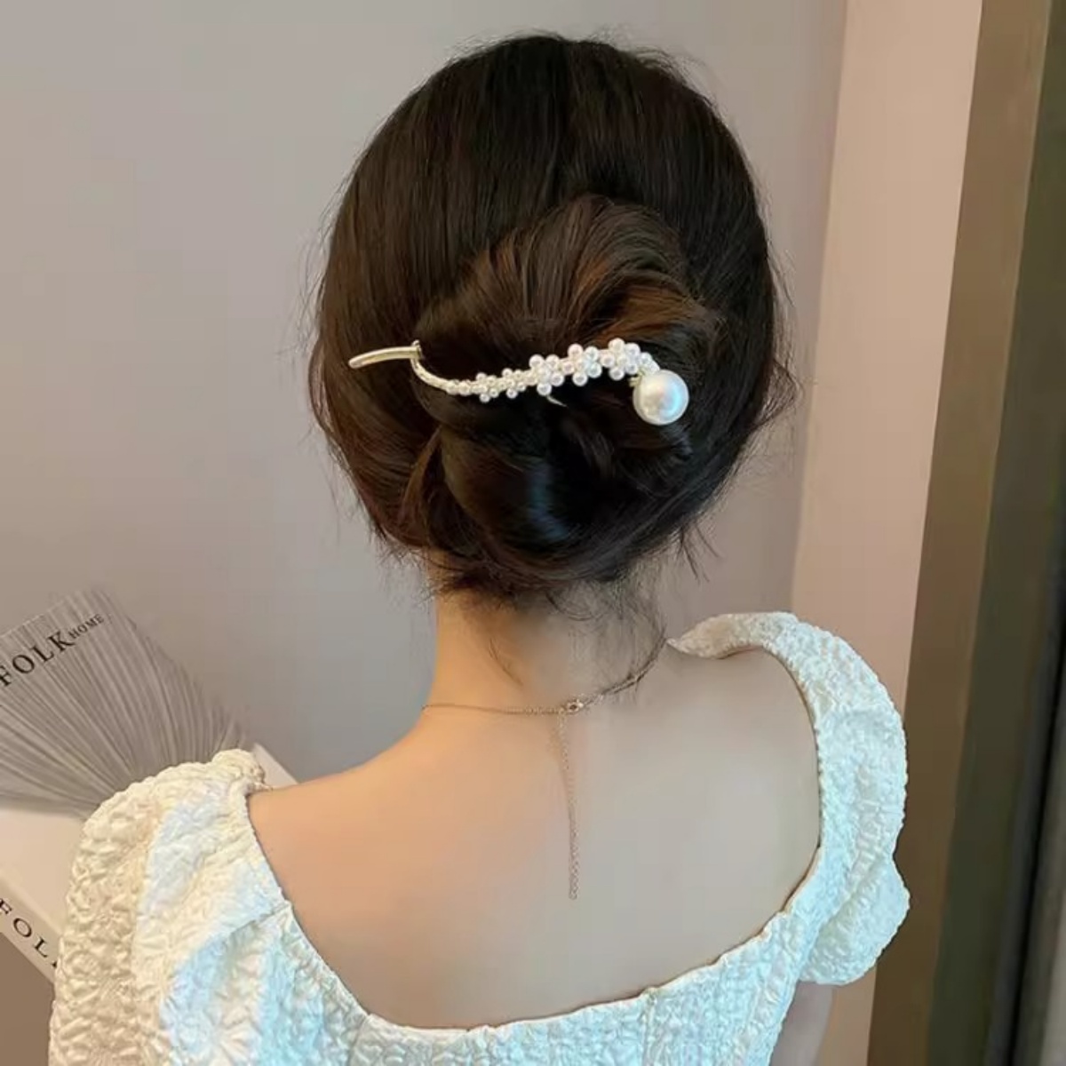 Elegant Glitter Pearl Hair Cli - Korean Daily Lifestyle บทวิจารณ์และราคา