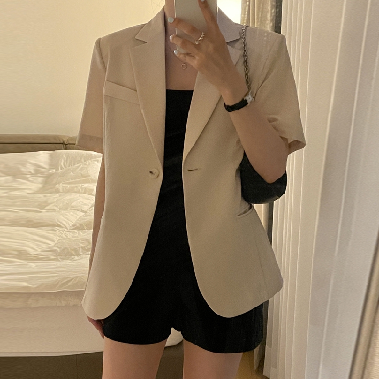 Women's Short Sleeve Suit Jack - Korean Daily Lifestyle บทวิจารณ์และราคา